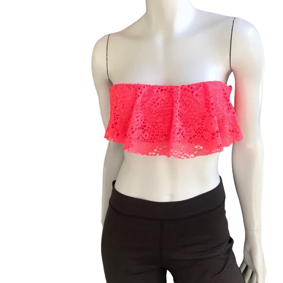 NEW Mossimo Pink Coral Bikini Swim Top Removable Pads Women's Size XL NWT - Picture 1 of 10